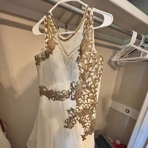 White and antique gold Indian/Pakistani Gown